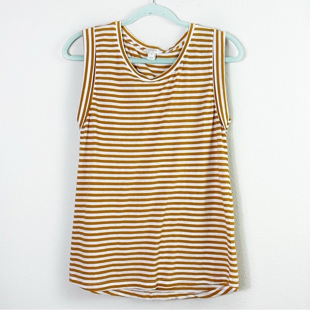 J. Crew Mustard and White Striped Tank Top
